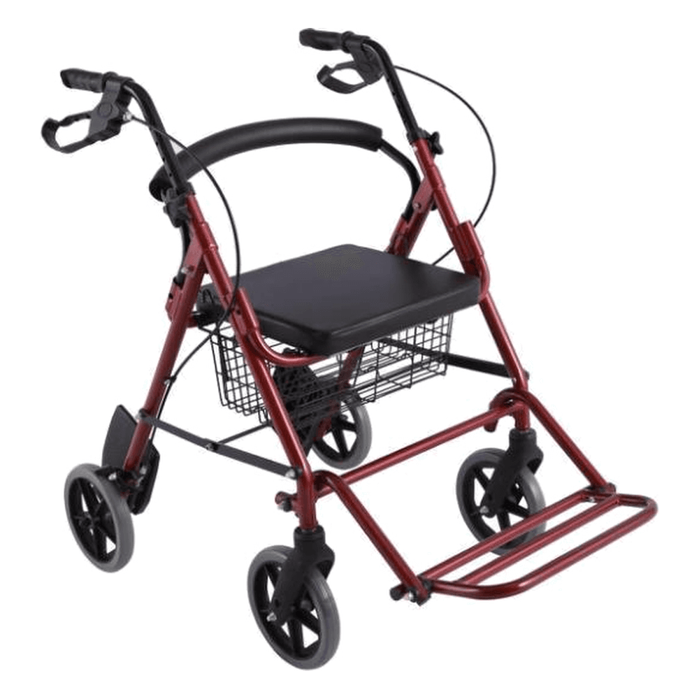 HP-AE05 four-wheel rollator with seat, backrest, footrest and shopping basket