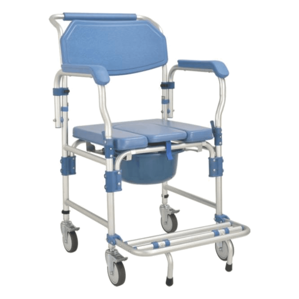 HP-AG07 Commode Chair with Flip-Up Arms, Wheels and Waterproof Seat