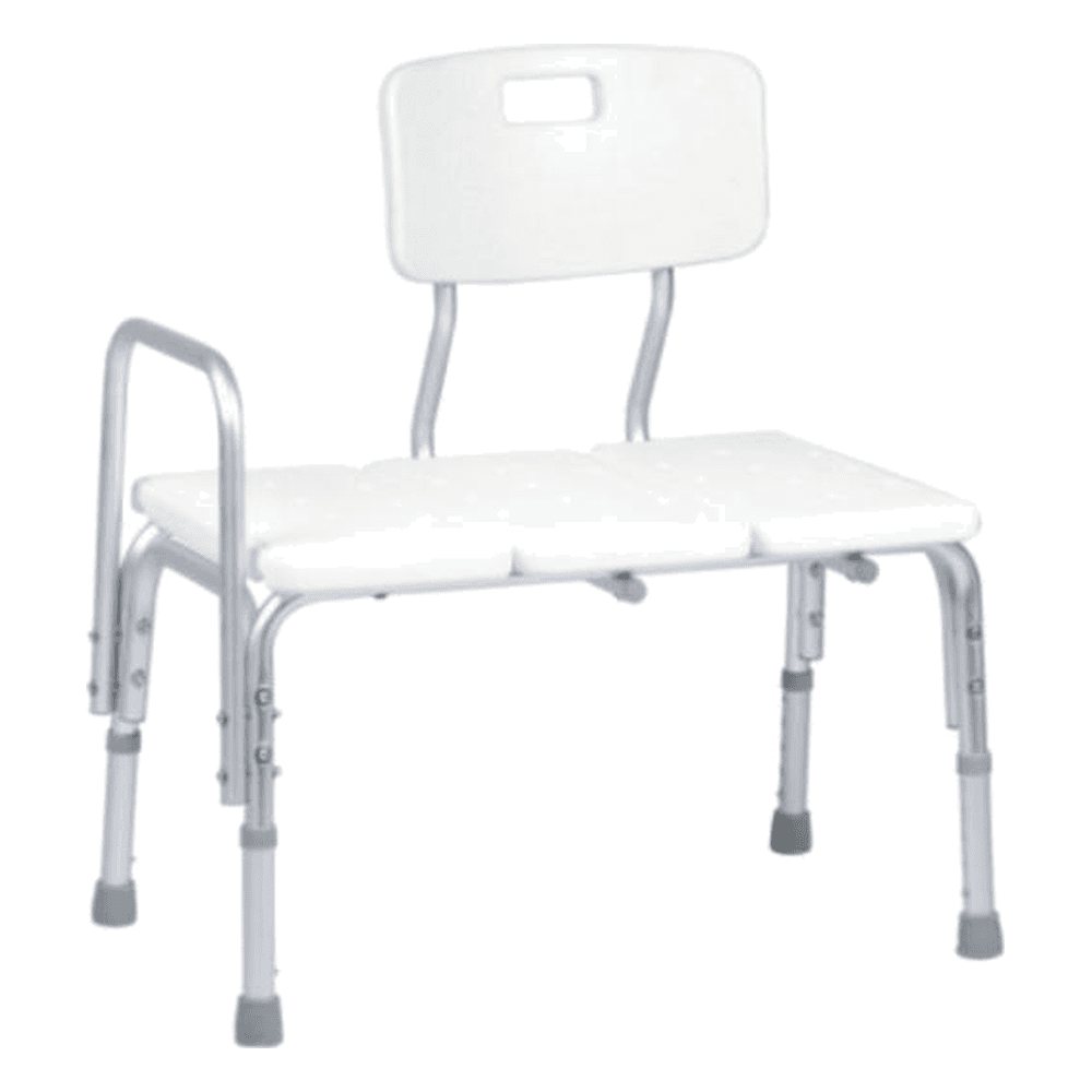 HP-AH06 aluminum tub transfer bench with backrest and side grab rail