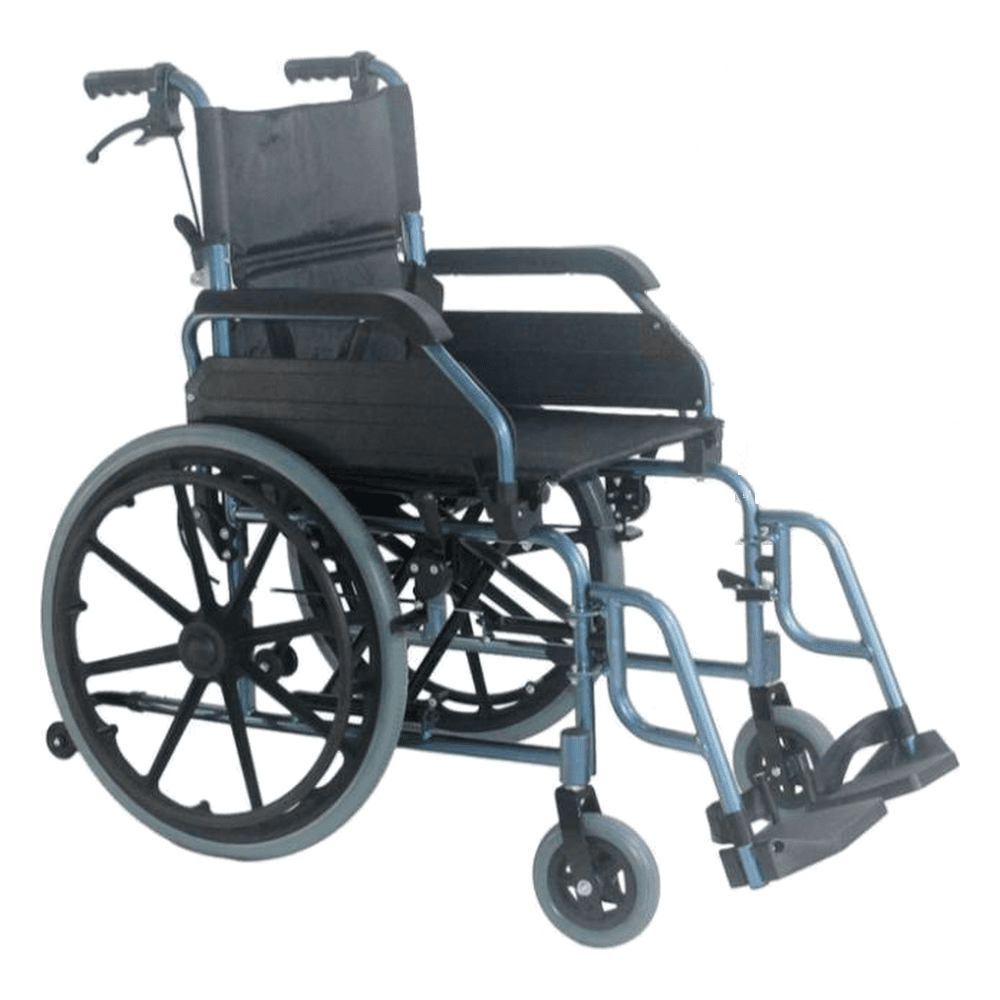 HP-Y07 aluminum wheelchair with removable footrests, flip-up inclined armrests and drop-back handles