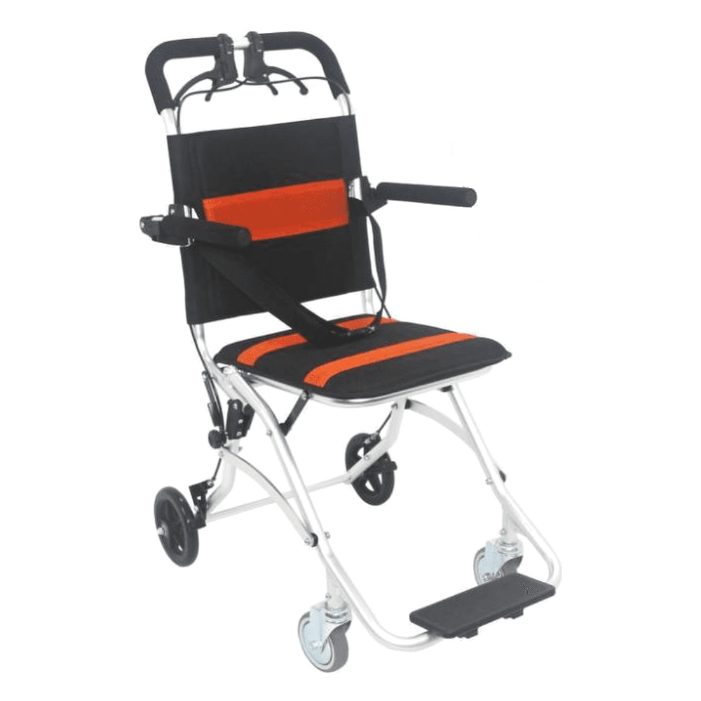 HP-Y08 portable wheelchair: ultra-compact, lightweight folding wheelchair with aluminum frame, small solid wheels and flip-up armrests