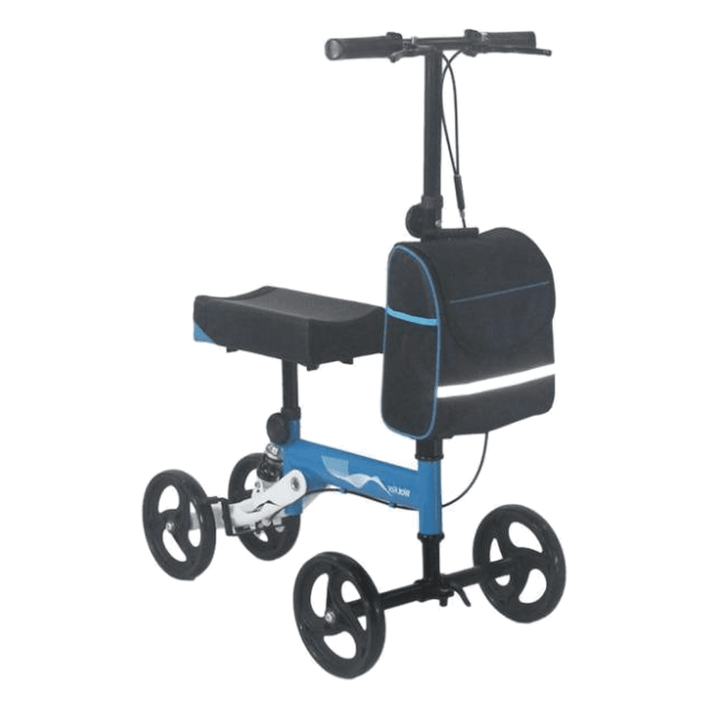 HP-AE06 steerable knee walker scooter with padded knee platform, hand brake and storage bag