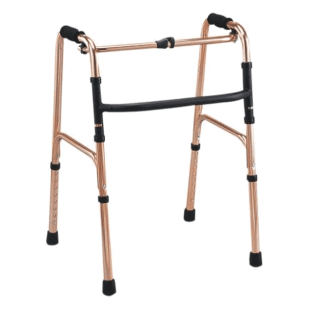 HP-AF01 folding aluminum walker with foam hand grips and non-slip rubber tips