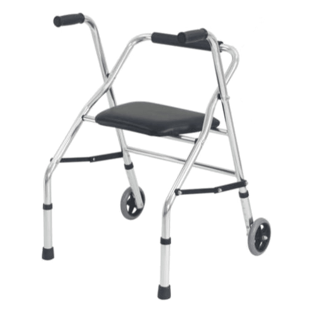 HP-AF05 folding walker with padded seat, backrest and two front wheels