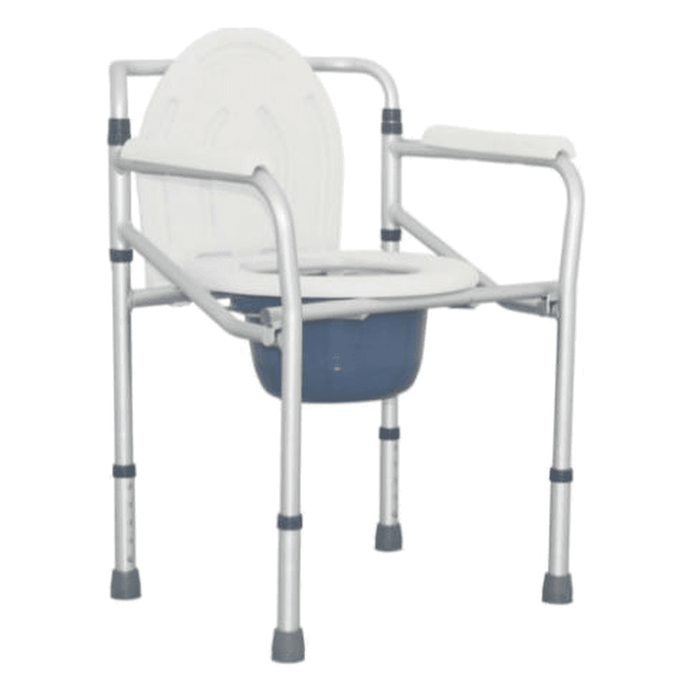 HP-AG02 lightweight aluminum commode chair with armrests, lid backrest and removable bucket