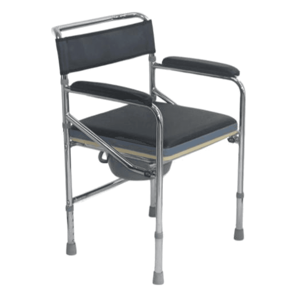 HP-AG08 padded commode chair with cushioned seat, padded armrests and sling backrest