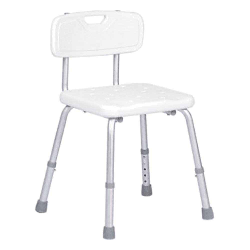 HP-AH02 lightweight aluminum shower chair with backrest and drained seat, no armrests