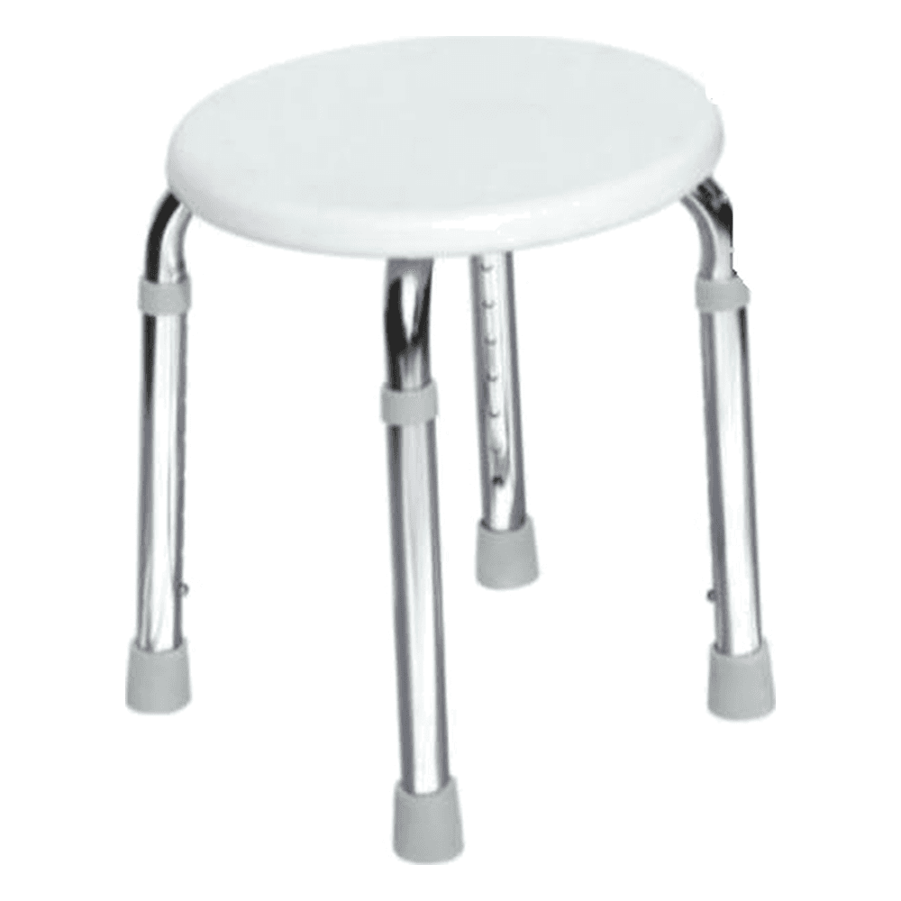 HP-AH04 round shower stool with blow-molded seat and height-adjustable aluminum legs