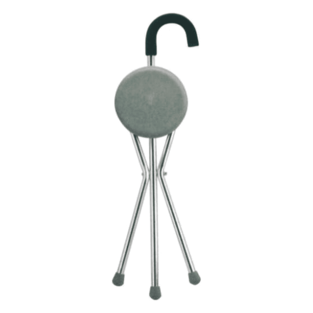 HP-AI06 walking cane with seat that opens into a three-legged tripod stool